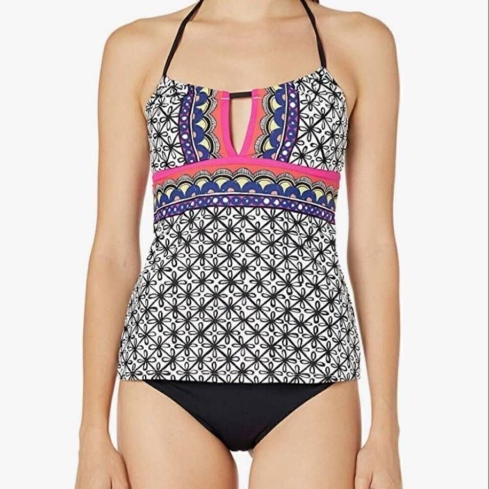 Trina Turk Women's Tanzania Scarf Halter Tankini Swim Top size 4 US